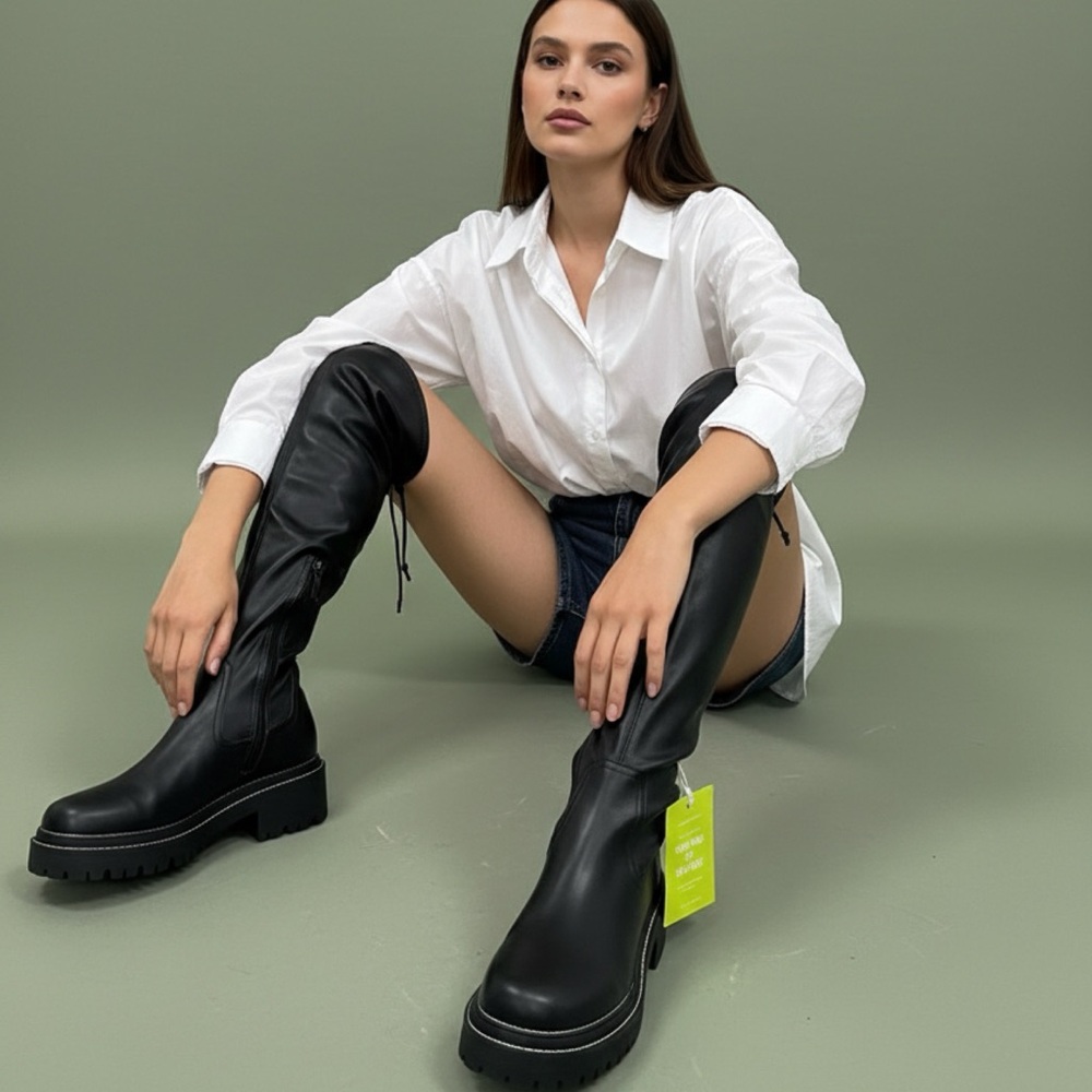 Gianni Bini black boots. Faux Leather. 24 inches top to bottom. 2” heel. NWT
